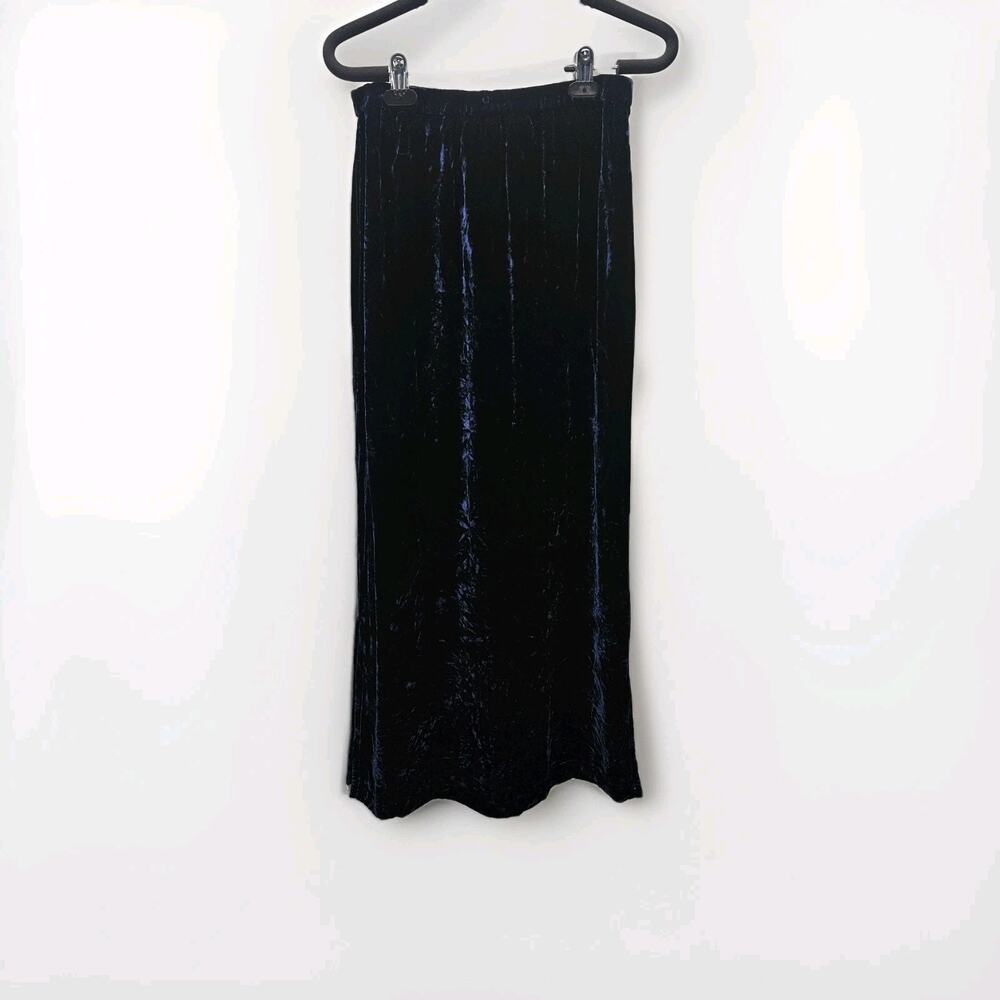Vtg 90's Women's Velvet Maxi Skirt Navy Blue Small Whimsigoth Gothic Flowy Fairy